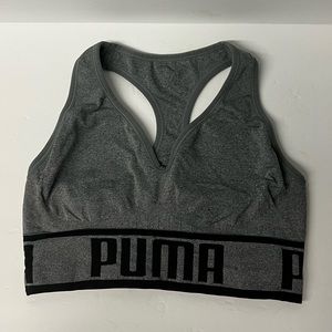 Puma sports bra black and gray medium